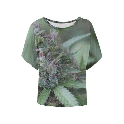 Purple Hair Lady Women's Batwing-Sleeved Blouse T shirt (Model T44)