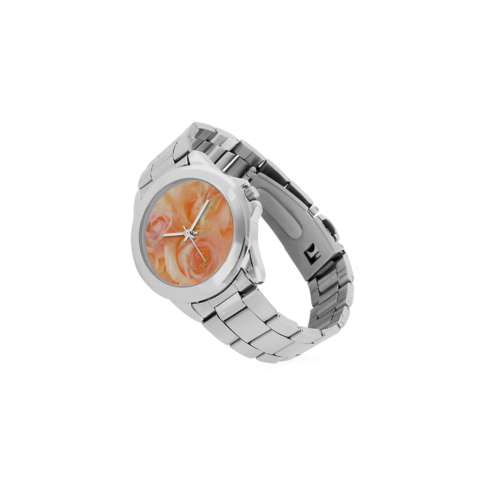 Beautiful roses, Unisex Stainless Steel Watch(Model 103)