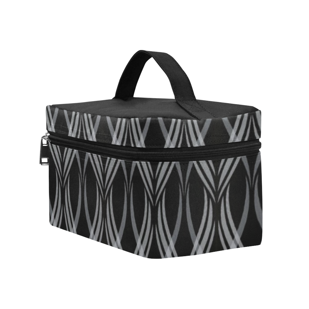 Black & White Ribbons Cosmetic Bag/Large (Model 1658)