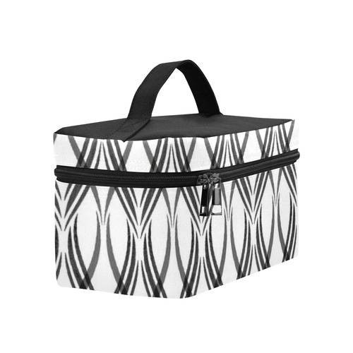 White & Dark Grey Ribbons Cosmetic Bag/Large (Model 1658)