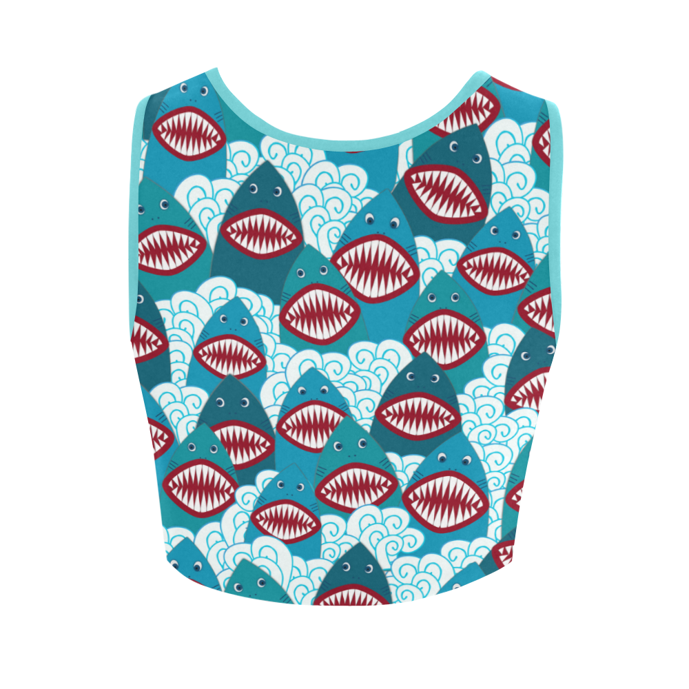 Angry Sharks Women's Crop Top (Model T42)
