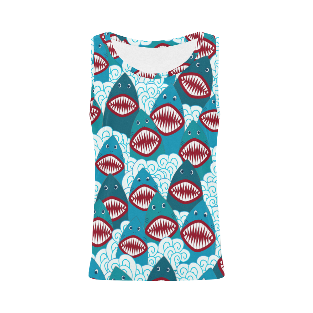 Angry Sharks All Over Print Tank Top for Women (Model T43)