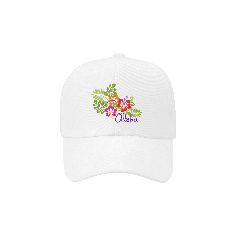 Tropical Aloha Hibiscus Blossoms Bouquet Dad Cap