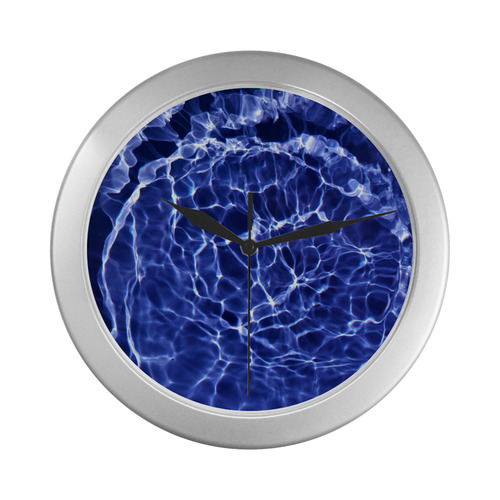 Electric Blue Globes Silver Color Wall Clock