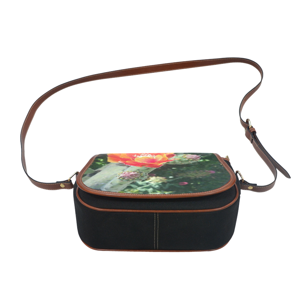 Prickly Pear Cactus Flower Desert Floral Saddle Bag/Small (Model 1649)(Flap Customization)