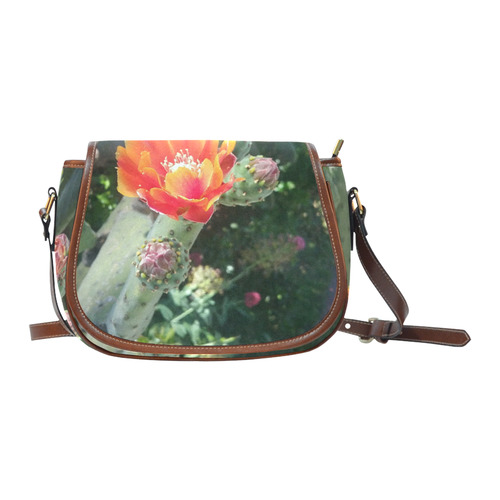 Prickly Pear Cactus Flower Desert Floral Saddle Bag/Small (Model 1649) Full Customization