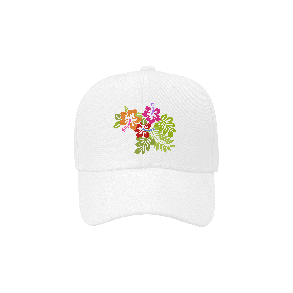 Tropical Hibiscus Flowers Bouquet Dad Cap