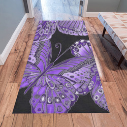 Purple Butterfly Pattern Area Rug 7'x3'3''