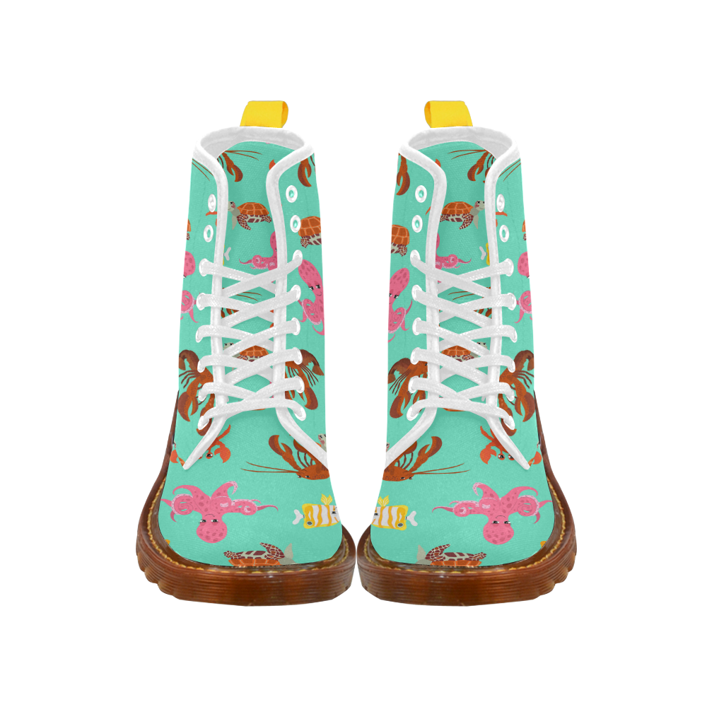 gold fish octopus squid and turtle Martin Boots For Women Model 1203H