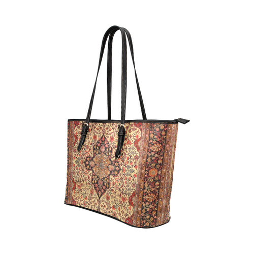 Persian Carpet Oriental Antique Rug Pattern Leather Tote Bag/Small (Model 1651)