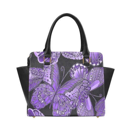 Purple Butterfly Pattern Classic Shoulder Handbag (Model 1653)
