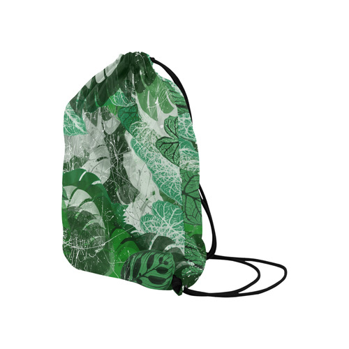 Tropical leaves Large Drawstring Bag Model 1604 (Twin Sides)  16.5"(W) * 19.3"(H)
