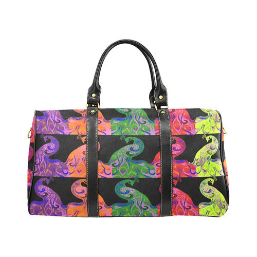 Prancing rainbow peacocks New Waterproof Travel Bag/Large (Model 1639)