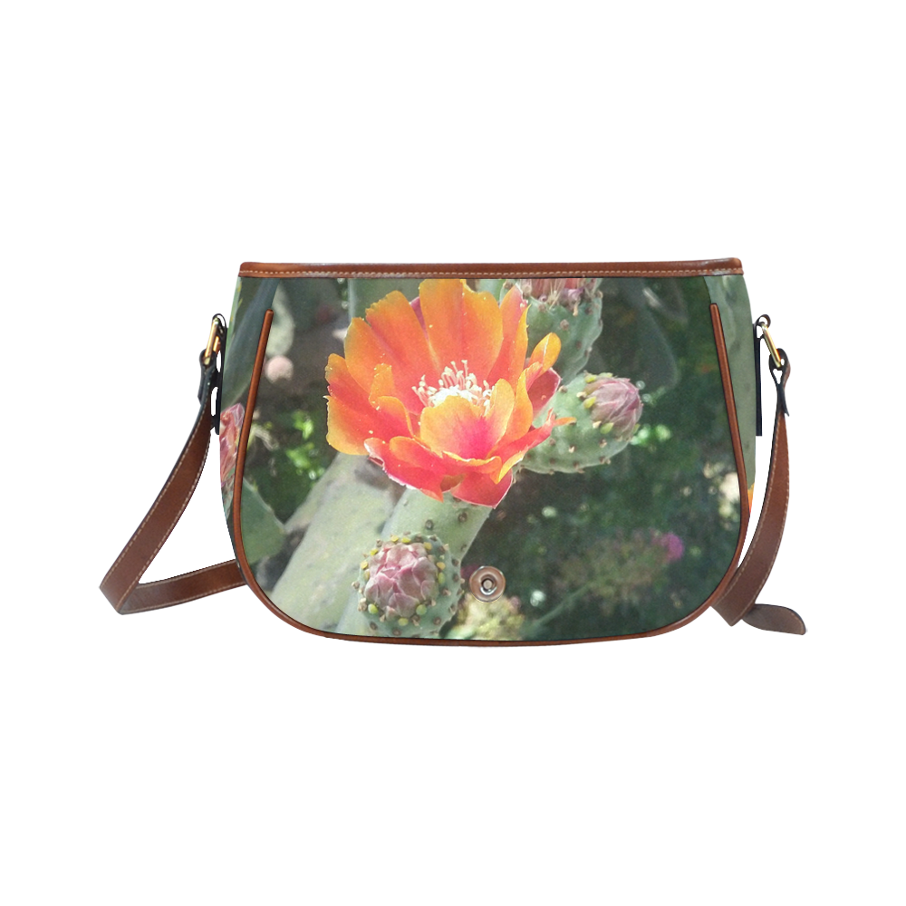 Prickly Pear Cactus Flower Desert Floral Saddle Bag/Small (Model 1649) Full Customization