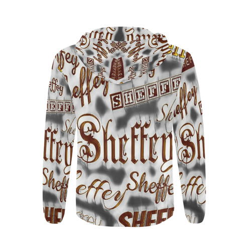 Sheffey Fonts Gray and Bronze All Over Print Full Zip Hoodie for Men (Model H14)