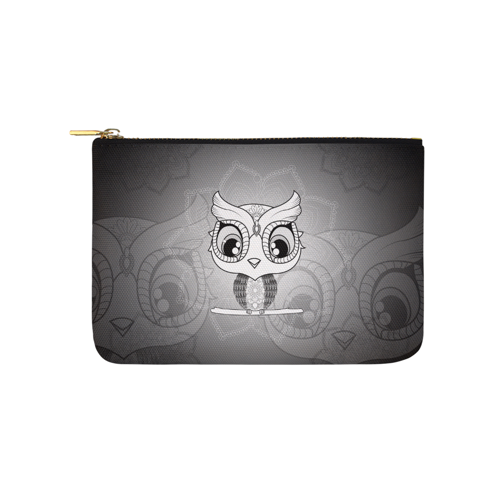 Cute owl, mandala design black and white Carry-All Pouch 9.5''x6''