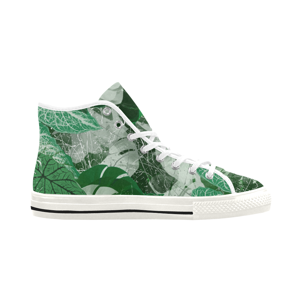 Tropical leaves Vancouver H Women's Canvas Shoes (1013-1)