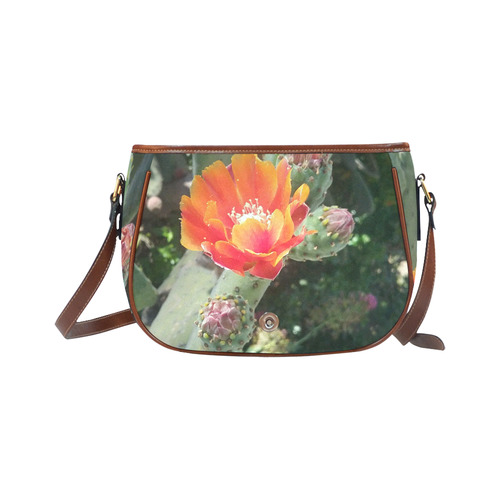 Prickly Pear Cactus Flower Desert Floral Saddle Bag/Large (Model 1649)