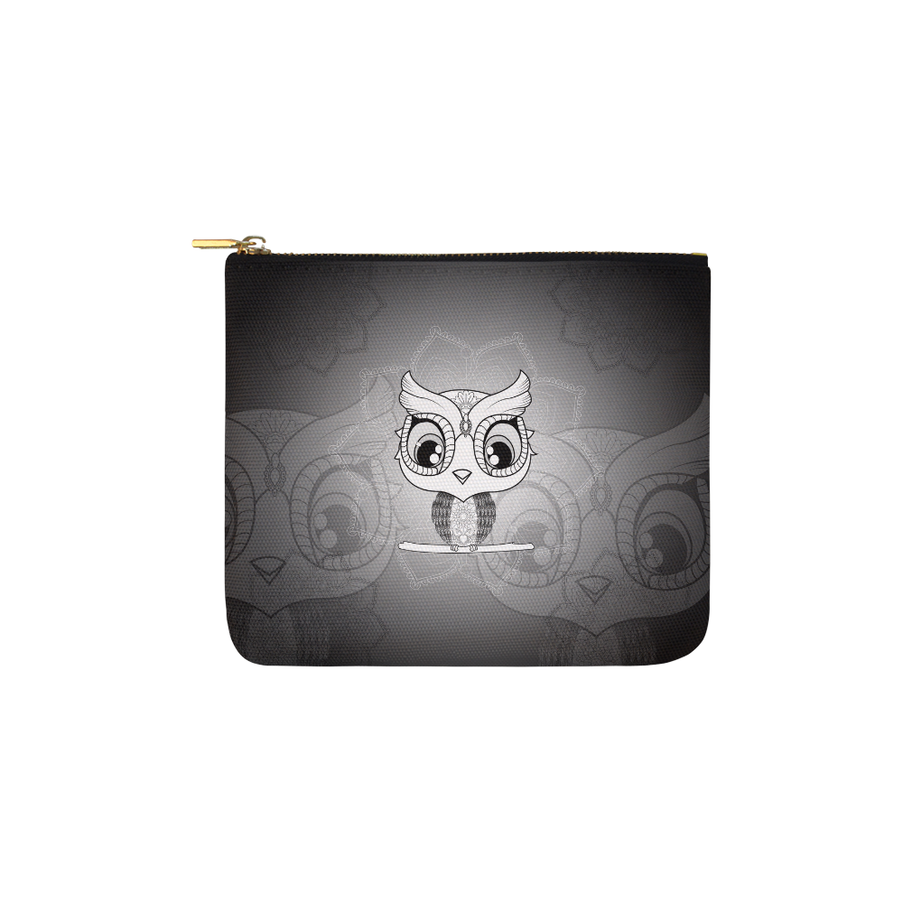 Cute owl, mandala design black and white Carry-All Pouch 6''x5''