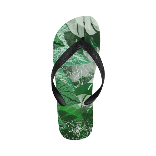 Tropical leaves Flip Flops for Men/Women (Model 040)