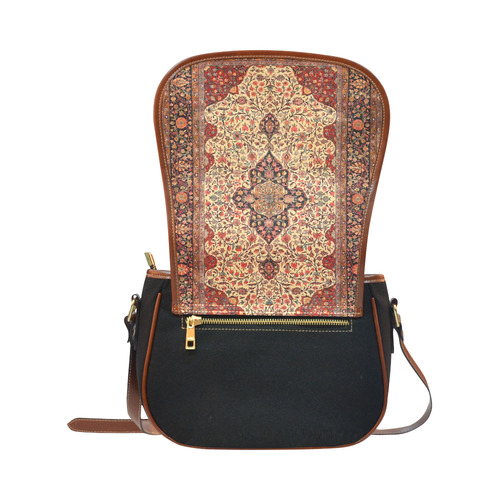 Persian Carpet Oriental Antique Rug Pattern Saddle Bag/Small (Model 1649)(Flap Customization)
