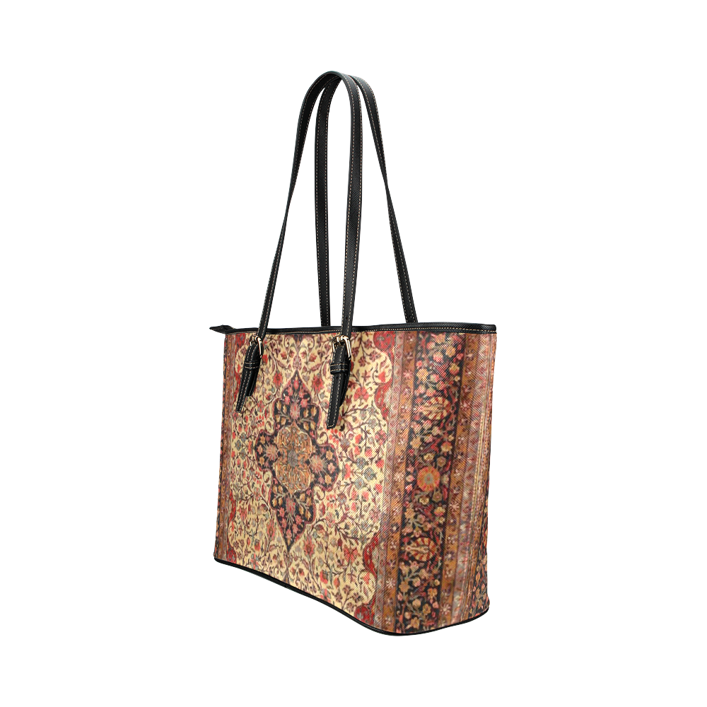 Persian Carpet Oriental Antique Rug Pattern Leather Tote Bag/Small (Model 1651)