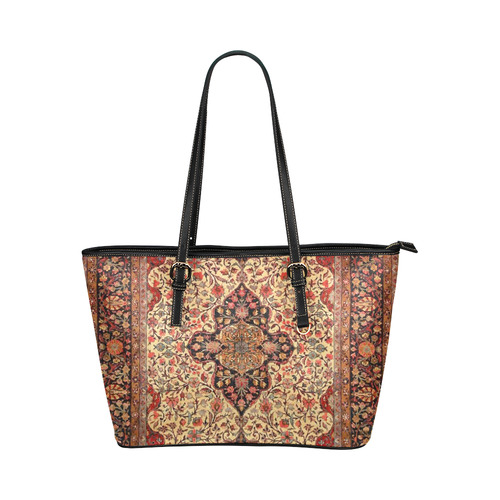 Persian Carpet Oriental Antique Rug Pattern Leather Tote Bag/Small (Model 1651)