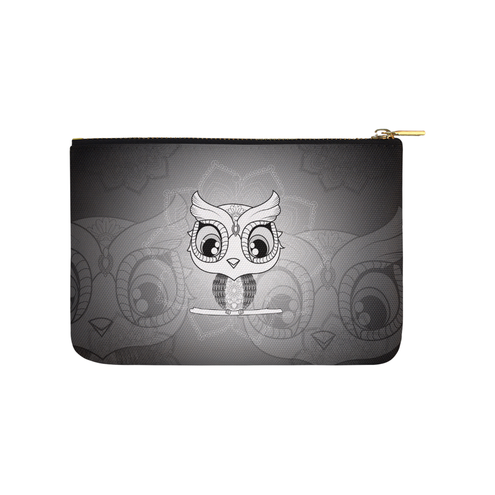 Cute owl, mandala design black and white Carry-All Pouch 9.5''x6''