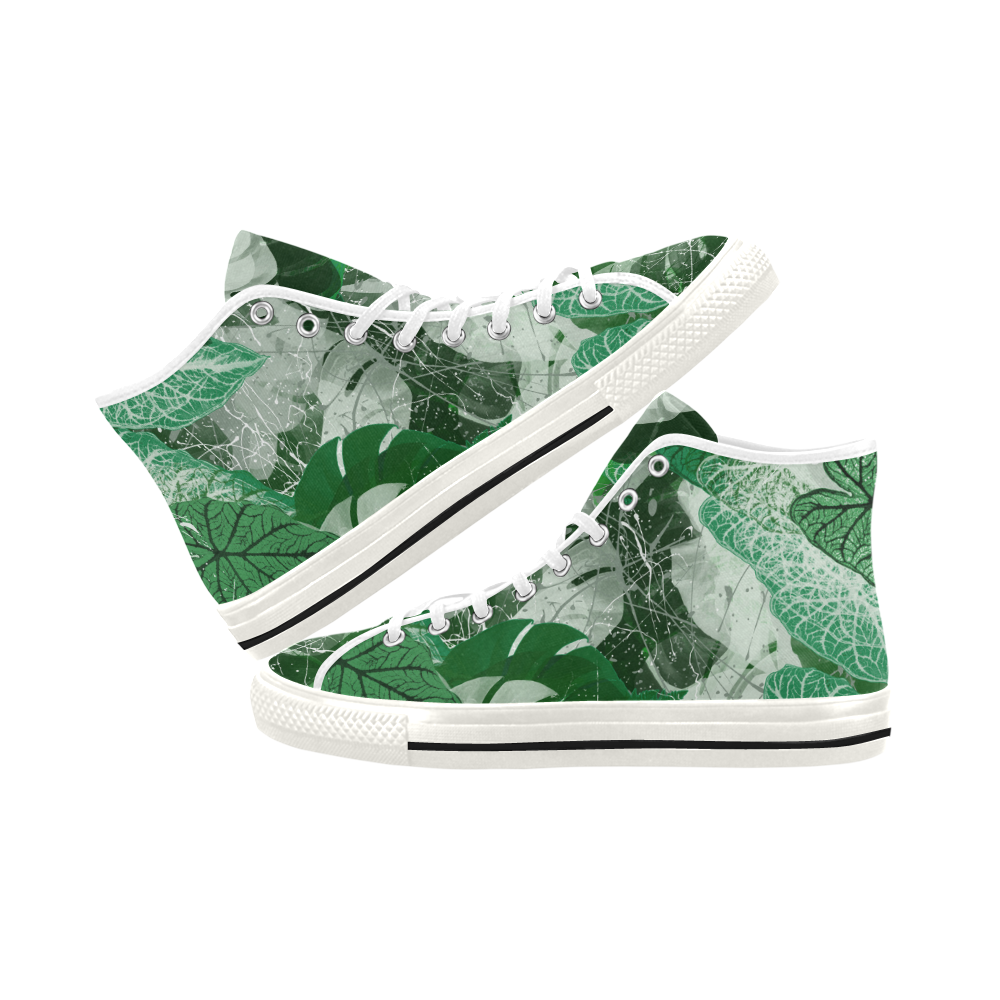 Tropical leaves Vancouver H Women's Canvas Shoes (1013-1)