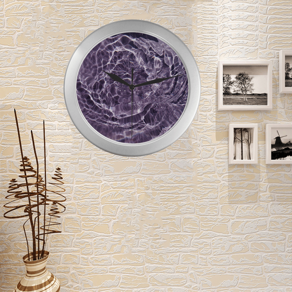 Lilac Bubbles Silver Color Wall Clock