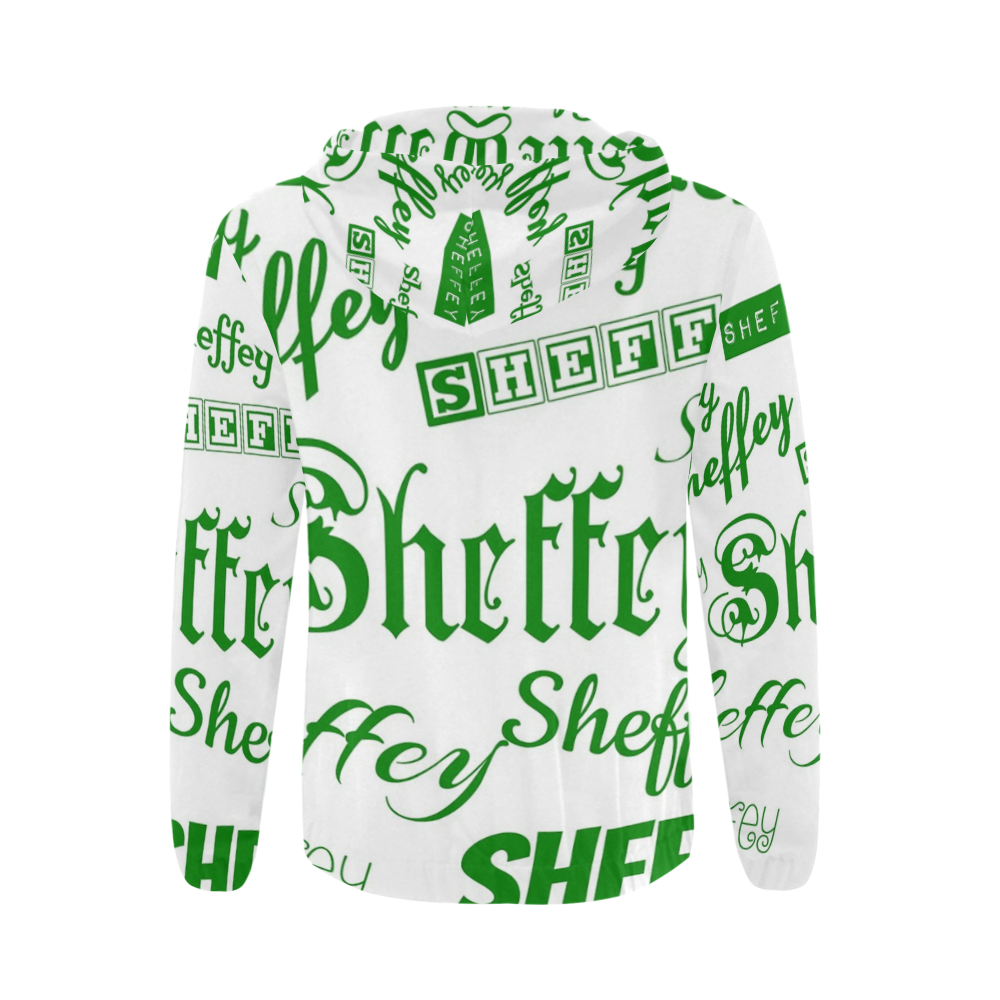 Green Sheffey Fonts All Over Print Full Zip Hoodie for Men (Model H14)