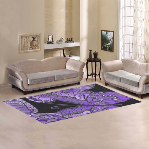 Purple Butterfly Pattern Area Rug 7'x3'3''