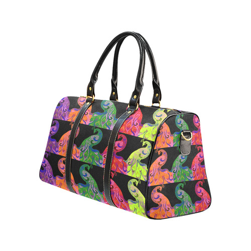 Prancing rainbow peacocks New Waterproof Travel Bag/Large (Model 1639)