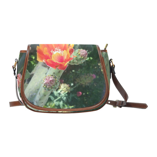 Prickly Pear Cactus Flower Desert Floral Saddle Bag/Large (Model 1649)