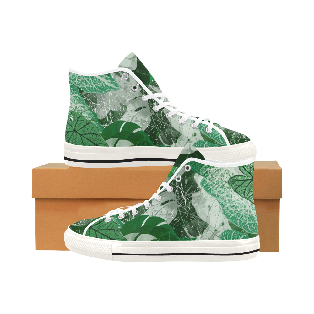 Tropical leaves Vancouver H Women's Canvas Shoes (1013-1)