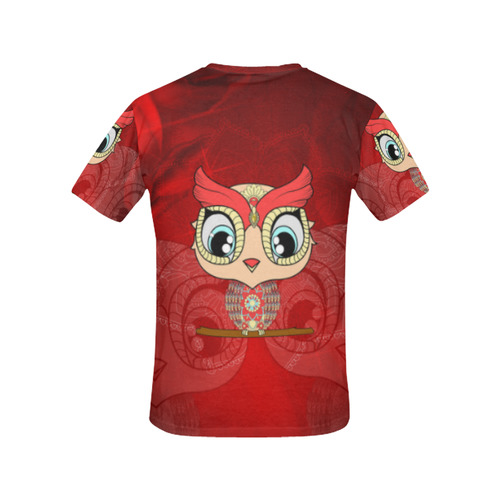 Cute owl, mandala design colorful All Over Print T-Shirt for Women (USA Size) (Model T40)