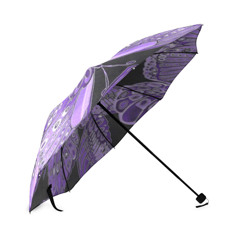 Purple Butterfly Pattern Foldable Umbrella (Model U01)