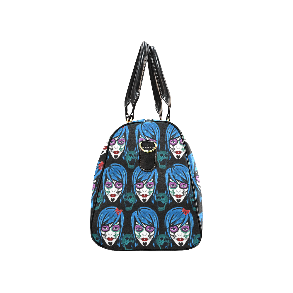 Modern day sugarskull day of the dead gal New Waterproof Travel Bag/Large (Model 1639)
