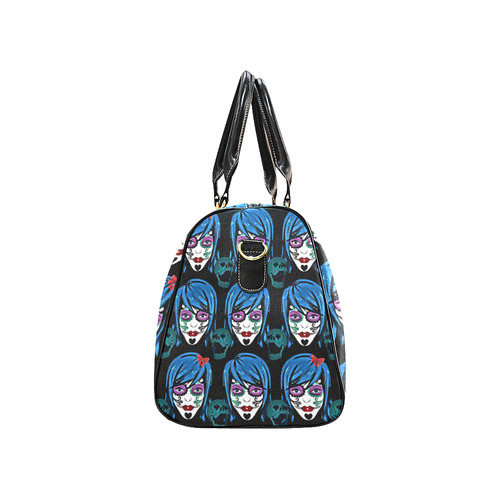 Modern day sugarskull day of the dead gal New Waterproof Travel Bag/Large (Model 1639)