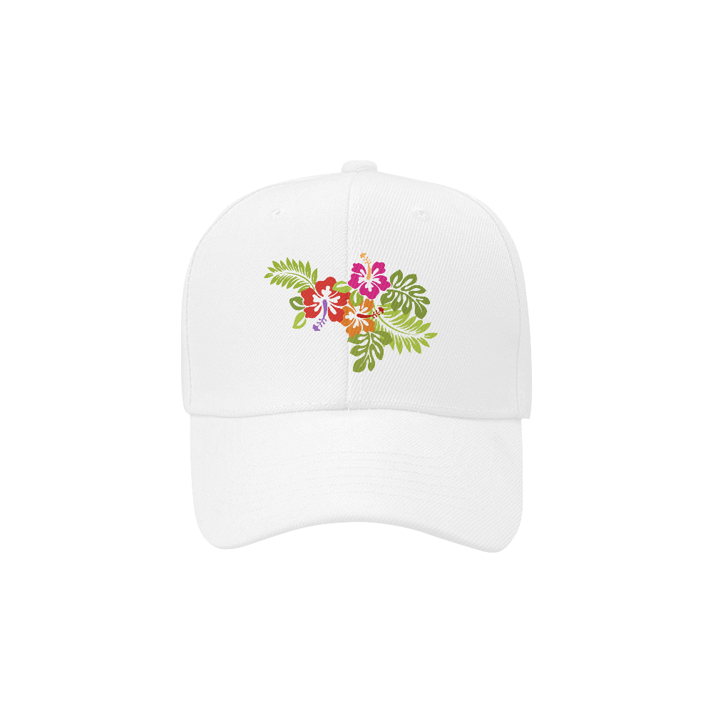 Tropical Hibiscus Blossoms Bouquet Dad Cap