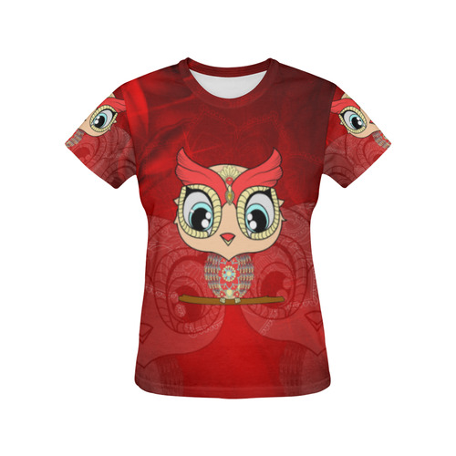 Cute owl, mandala design colorful All Over Print T-Shirt for Women (USA Size) (Model T40)