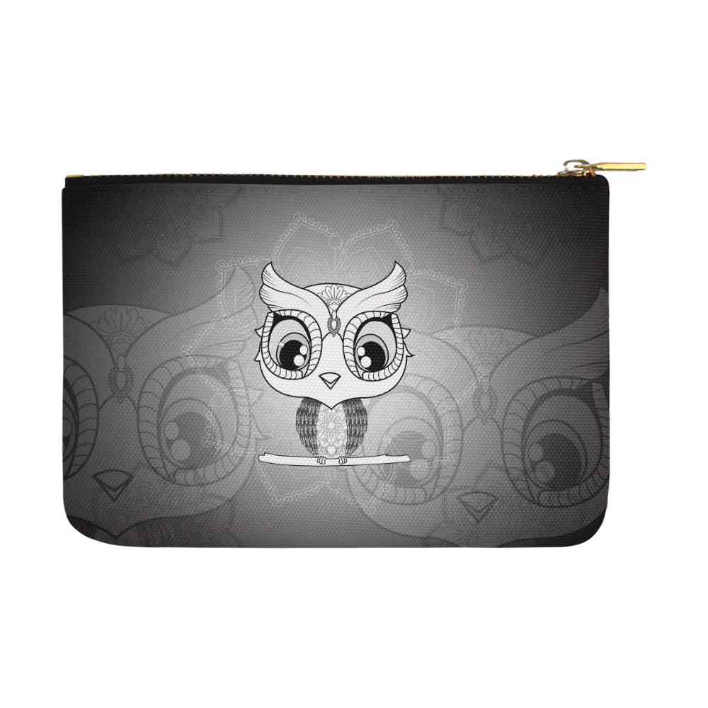Cute owl, mandala design black and white Carry-All Pouch 12.5''x8.5''