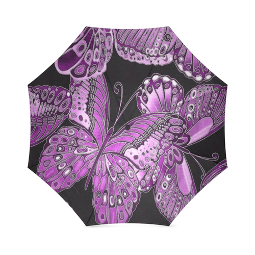 Pink Butterfly Pattern Foldable Umbrella (Model U01)