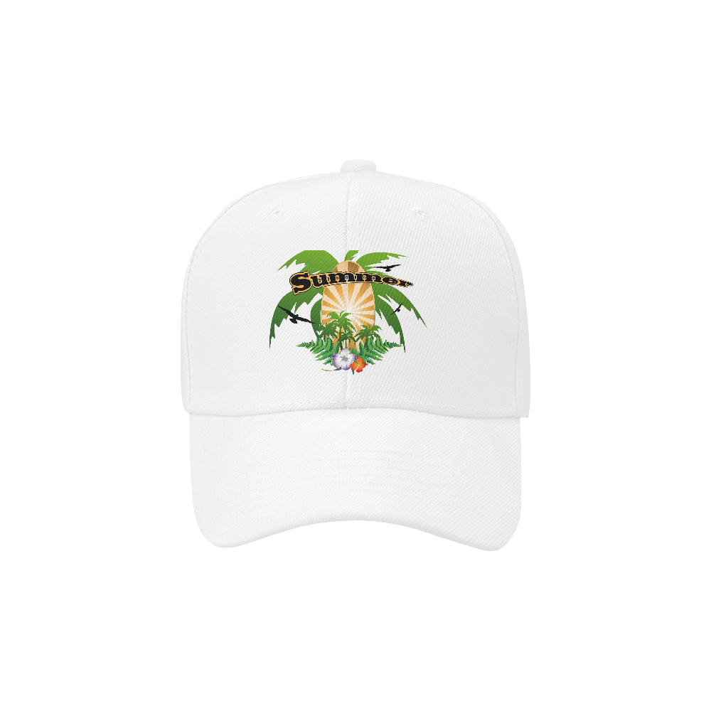 Summer design with palm and flowers Dad Cap