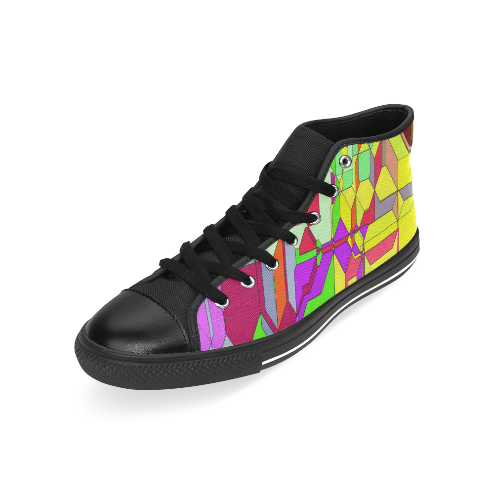 Retro Color Pop Geometric Fun 1 High Top Canvas Shoes for Kid (Model 017)