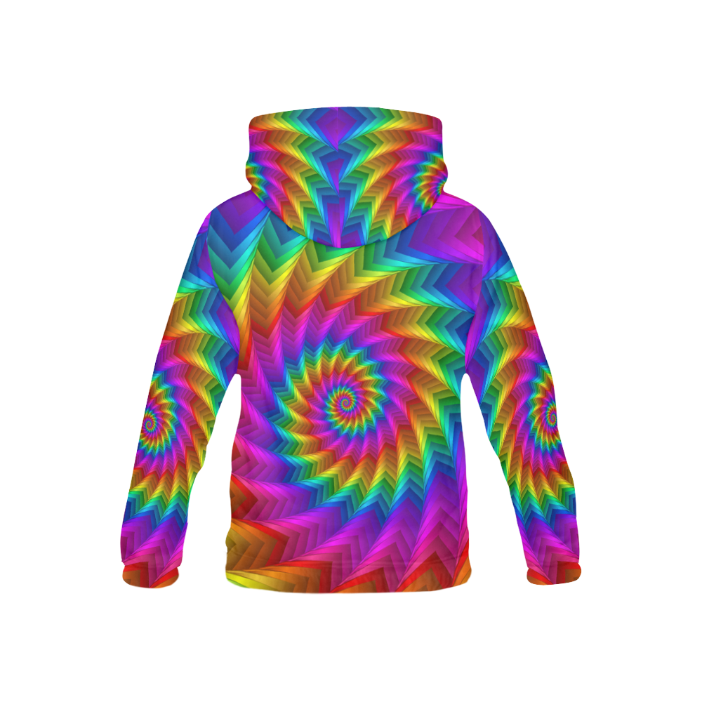 Psychdelic Rainbow Spiral All Over Print Hoodie for Kid (USA Size) (Model H13)