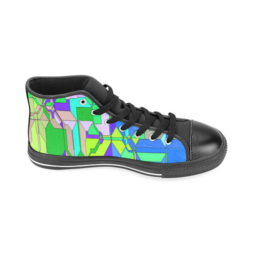 Retro Color Pop Geometric Fun 2 Men’s Classic High Top Canvas Shoes /Large Size (Model 017)