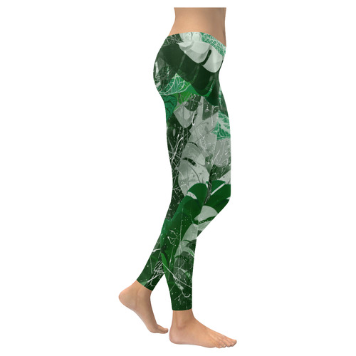 Tropical leaves Women's Low Rise Leggings (Invisible Stitch) (Model L05)