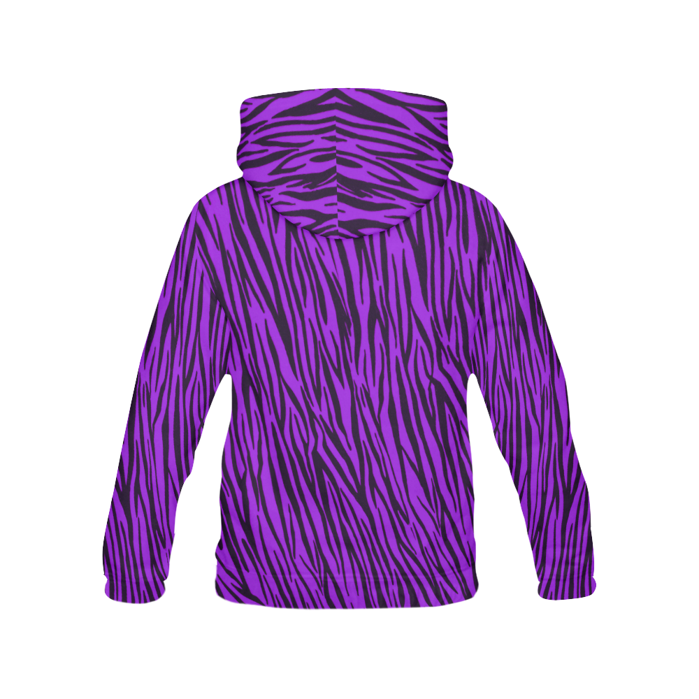 Purple Zebra Stripes Pattern All Over Print Hoodie for Women (USA Size) (Model H13)