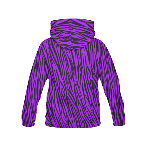 Purple Zebra Stripes Pattern All Over Print Hoodie for Women (USA Size) (Model H13)